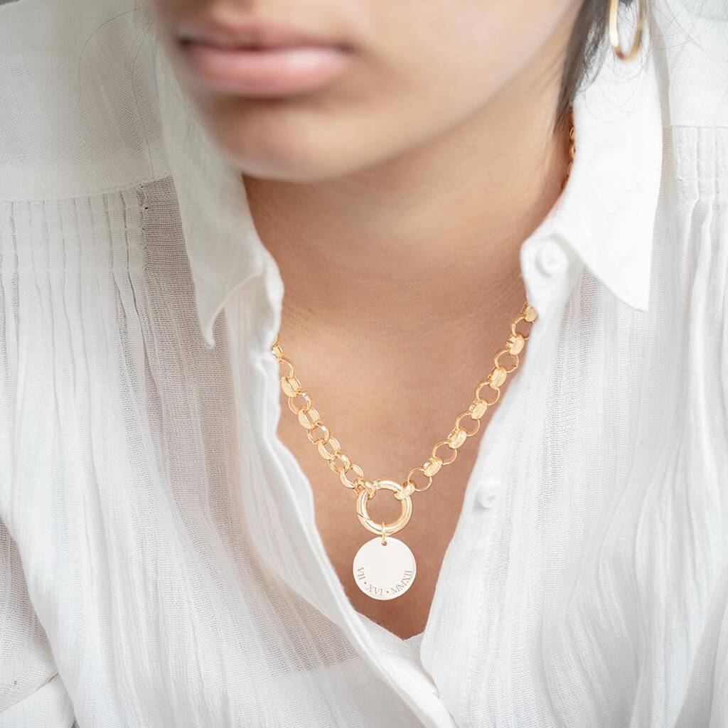 Aya Statement Chain And Disc Message Necklace By Bloom Boutique