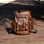 Genuine Leather Backpack In Russet Brown, thumbnail 3 of 12