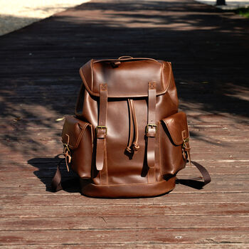 Genuine Leather Backpack In Russet Brown, 3 of 12