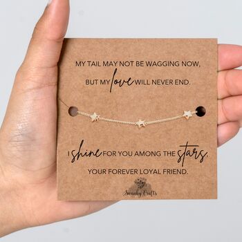 Dog Remembrance Gift With A Gold Plated Or Silver Plated Star Bracelet And Card, 3 of 4
