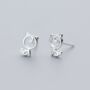 Sterling Silver Curly Cat Stud Earrings, thumbnail 1 of 3