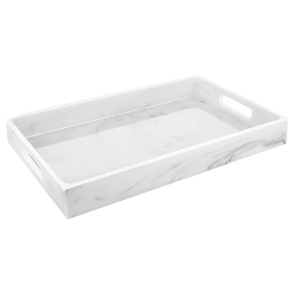 White Marble Look Vanity Tray With Handles By Momentum