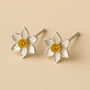 Sterling Silver And Yellow Gold Daffodil Stud Earrings, thumbnail 1 of 9