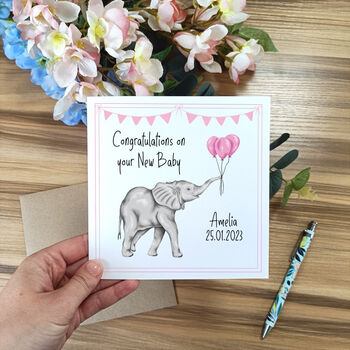 Personalised New Baby Elephant Card, 2 of 3