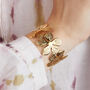 Flower Cuff In Golden Stainless Steel, thumbnail 1 of 5