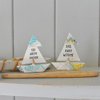 Personalised Mini Driftwood Sailboats, 6 of 7