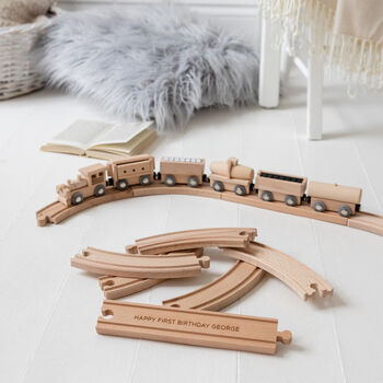 Personalised Birthday Wooden Train Set And Oval Track, 2 of 7