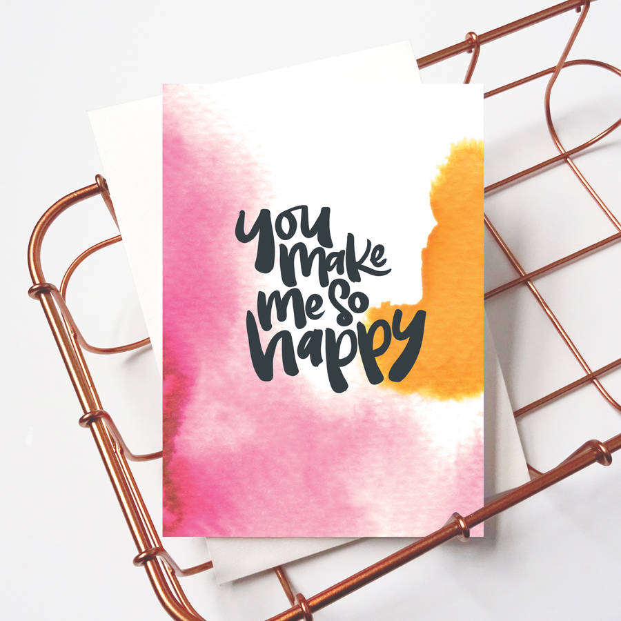 cute / romantic card 'you make me so happy' by paper pipit ...