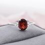 Genuine Garnet Oval Ring In Sterling Silver, thumbnail 1 of 11
