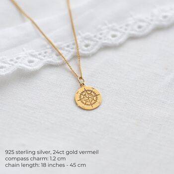 Compass Necklace, Travel Gift For Her, Personalised Graduation Gift Idea, 2 of 12