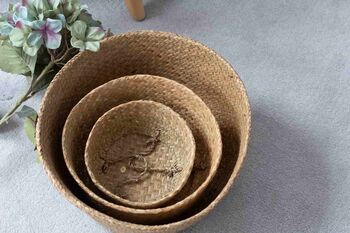 Seagrass Belly Storage Baskets Three Sizes Or Set, 3 of 6