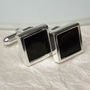 Whitby Jet Sterling Silver Cufflinks, thumbnail 2 of 4
