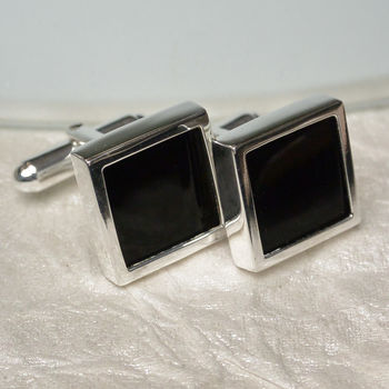 Whitby Jet Sterling Silver Cufflinks, 2 of 4