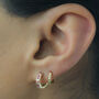Gold Plated Pink Crystal Huggie Earrings, thumbnail 7 of 11