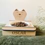 Handcrafted Ceramic Cat Bowl With Wood Stand, thumbnail 1 of 5