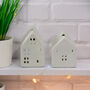 White Ceramic Tea Light Houses – Two Sizes, thumbnail 4 of 4