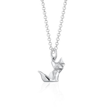 Origami Fox Necklace, Sterling Silver Or Gold Plated, 7 of 12