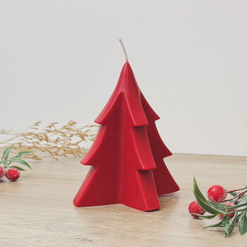 Festive Red Christmas Tree Candle Christmas Decoration, 2 of 7