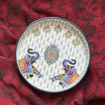 Round Wood Decorative Tray Bedside Trinket Dish, 9 of 12