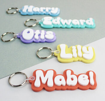 Two Colour Acrylic Personalised Name Keyring, 2 of 5