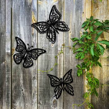 Three Metal Butterflies, Garden Gifts, Garden Art Decor, 4 of 10