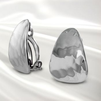 Clip On Triangle Textured Sterling Silver Earrings, 2 of 6