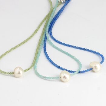 Mini Gemstone Bead Necklace With Focal Pearl, 7 of 12