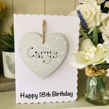 Personalised 18th Birthday Card Silver Heart And Gift, 3 of 4