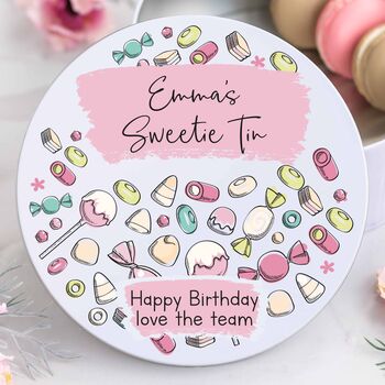 Personalised Pink Metal Round Sweetie Tin, 3 of 5