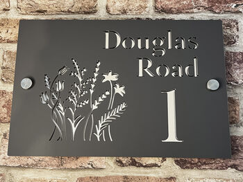 Personalised Wild Flower Design House Sign Acrylic, 3 of 4