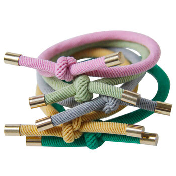 Set Of Five Hair Ties With Knot Detail, 3 of 5