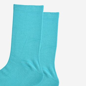 Women's Bamboo Socks Plain Turquoise, 3 of 5