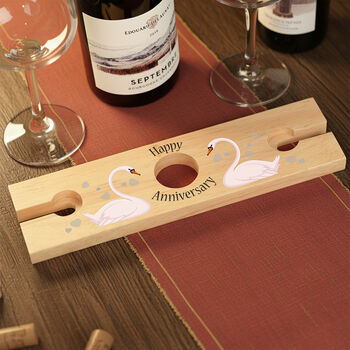 Wedding Anniversary Swans Champagne Flutes And Bottle Butler Gift Set, 2 of 11