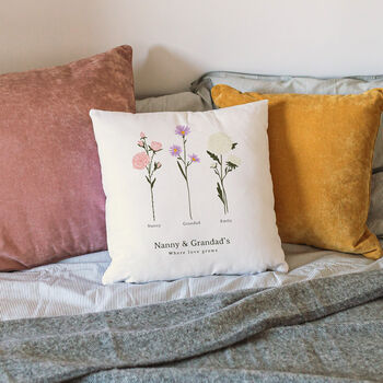 Personalised Birth Flower Cushion Gift For Grandma, 3 of 9