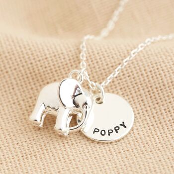 Personalised Silver Plated Elephant Pendant Necklace, 3 of 5