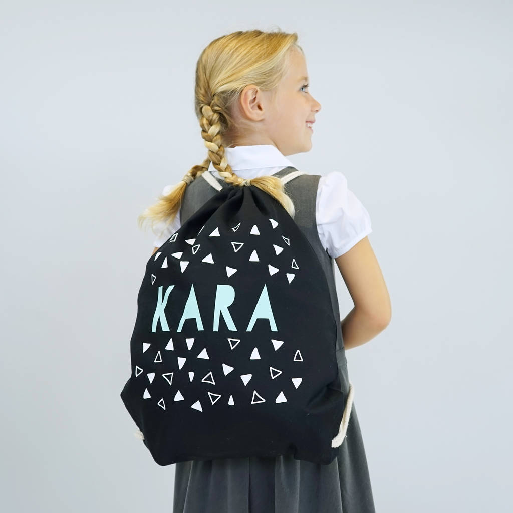Personalised Children's Triangle School Gym Bag By Sparks And Daughters