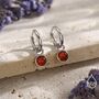 Sterling Silver Dangling Red Onyx Hoop Earrings, thumbnail 2 of 12
