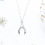 Dainty Wishbone Sterling Silver Necklace Good Luck Gift, thumbnail 1 of 6