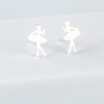 Sterling Silver Ballerina Stud Earrings, 2 of 5