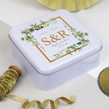 Personalised Couples Initials 10th Anniversary Gift Tin, 5 of 6