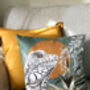 Sage Green Cushion With Reptile Illustration 'Bask', thumbnail 1 of 6