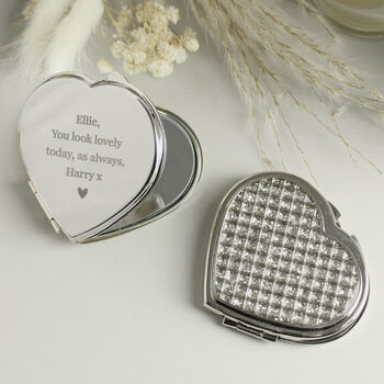 Personalised Diamante Heart Shaped Compact Mirror, 5 of 7