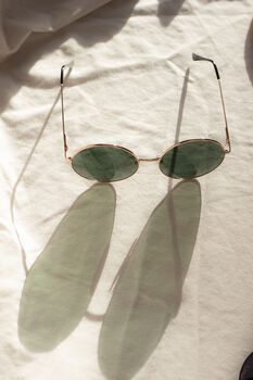 Green Gold Oversized Round Circle Wire Frame Sunglasses, 6 of 6