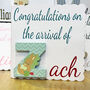 Personalised Alphabet Door Letter New Baby Card, thumbnail 6 of 8