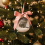 Round Glass Baby's 1st Christmas Snow Filled Tree Bauble Decoration, thumbnail 1 of 6