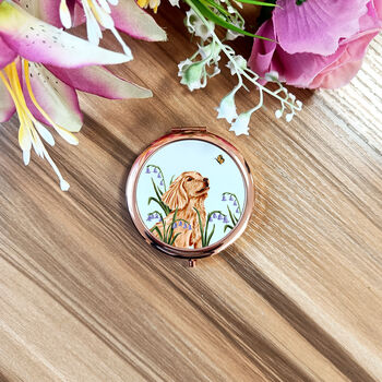 Illustrated Dog Rose Gold Compact Mirror, 2 of 8