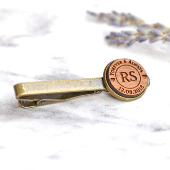 Personalised Wood Tie Clip Wedding / Anniversary Gift, 5 of 5