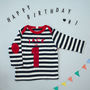 Long Sleeved Baby Birthday Top, Navy And White, thumbnail 1 of 3