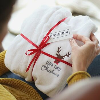 Personalised Christmas Rudolf Baby Dressing Gown, 2 of 9