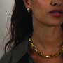 Octagon Link Chunky Gold Chain Necklace In 18 K Gold Plating, thumbnail 9 of 11